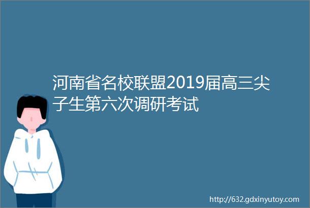 河南省名校联盟2019届高三尖子生第六次调研考试